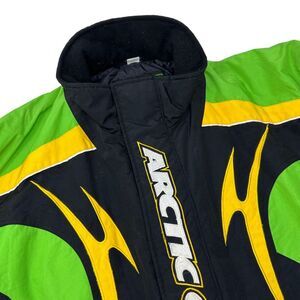 Vintage Team Arctic Cat‎ Firecat Lightening Heavy Snowmobile Jacket Neon Small